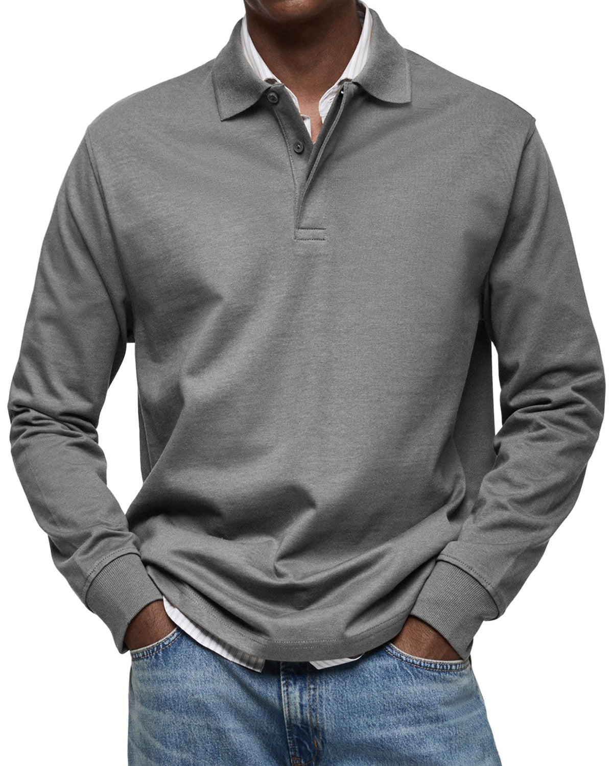 REGULAR FIT LONG SLEEVE POLO SHIRT FOR MEN