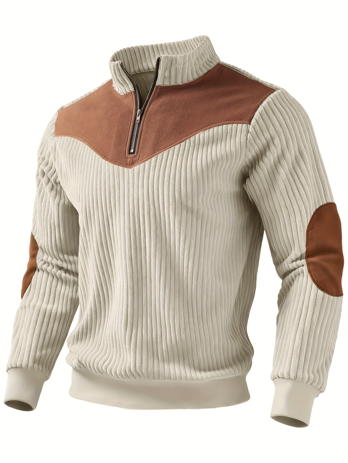 RIBBED HALF ZIP SWEATSHIRT FOR MEN