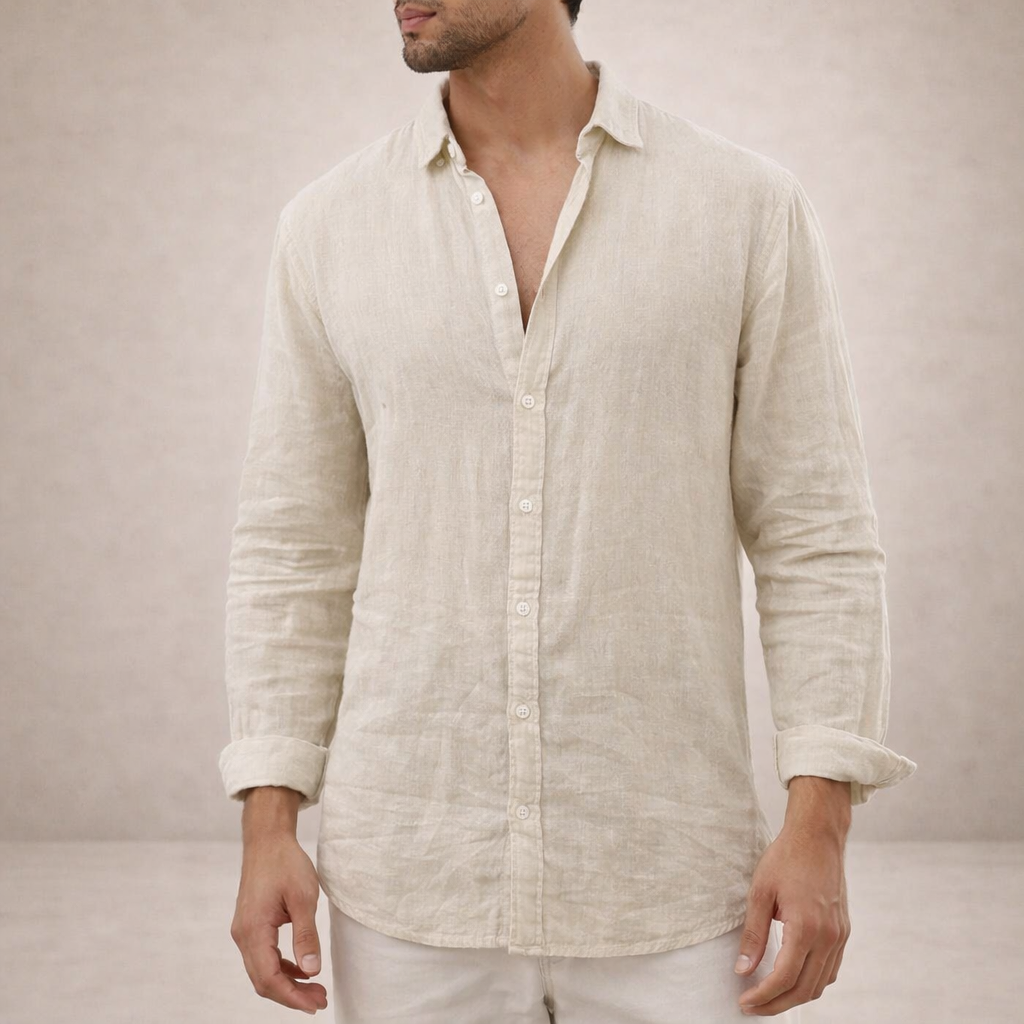 OPEN COLLAR COTTON SHIRT FOR MEN