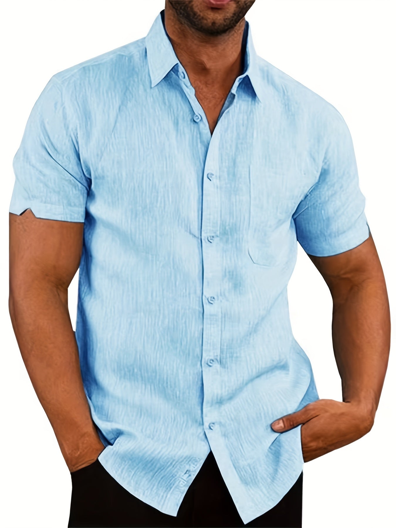 LAPEL LINEN SHIRT FOR MEN