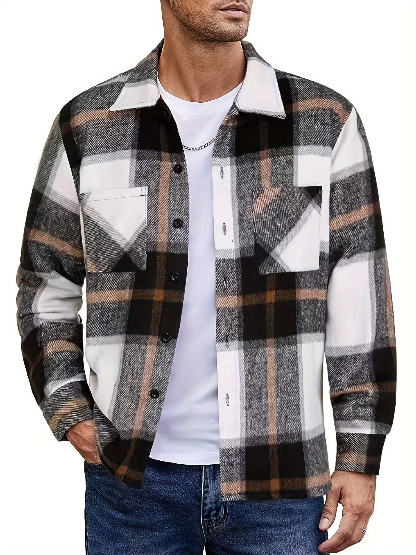 PLAID SHIRT JACKET FOR MEN