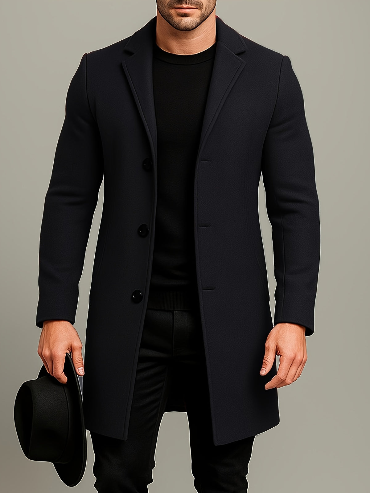 MID-LENGTH TWEED COAT FOR MEN