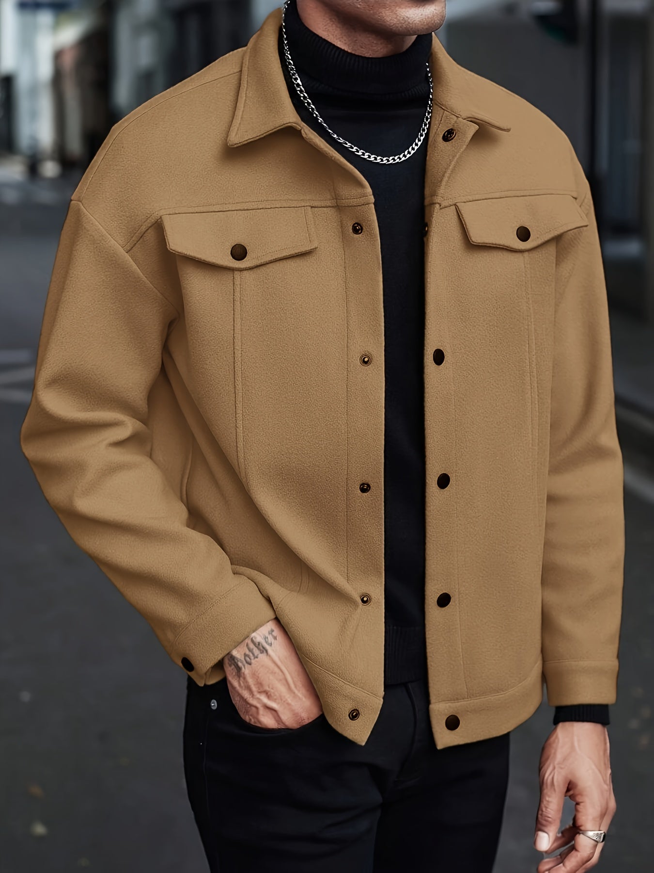 BUTTON-FRONT JACKET FOR MEN