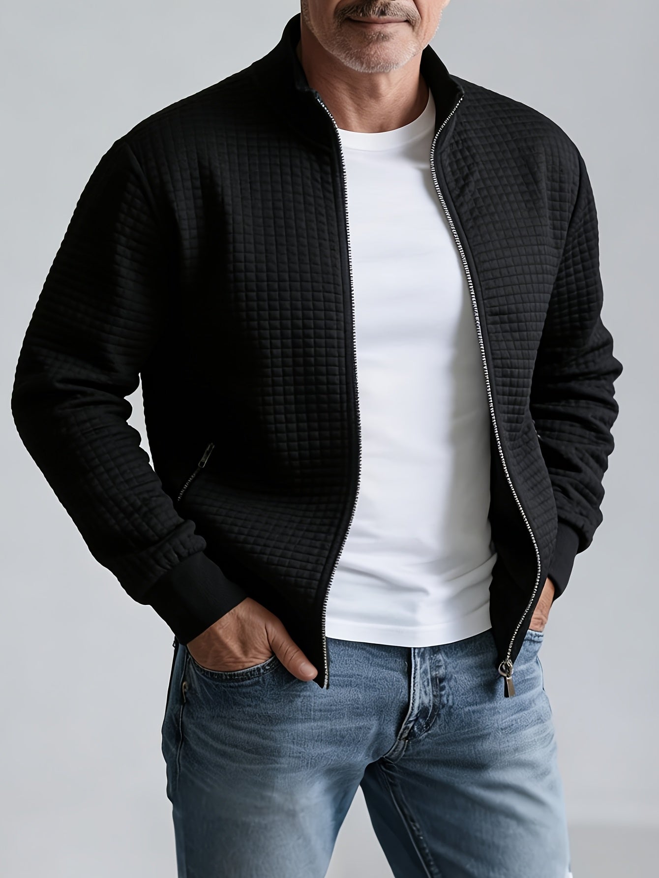 WAFFLE ZIP JACKET FOR MEN