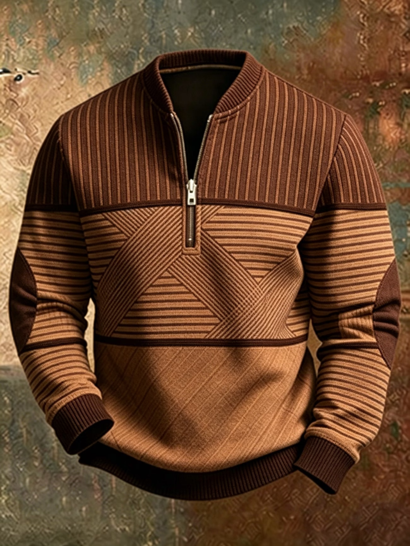 CONTRAST HALF-ZIP SWEATER FOR MEN