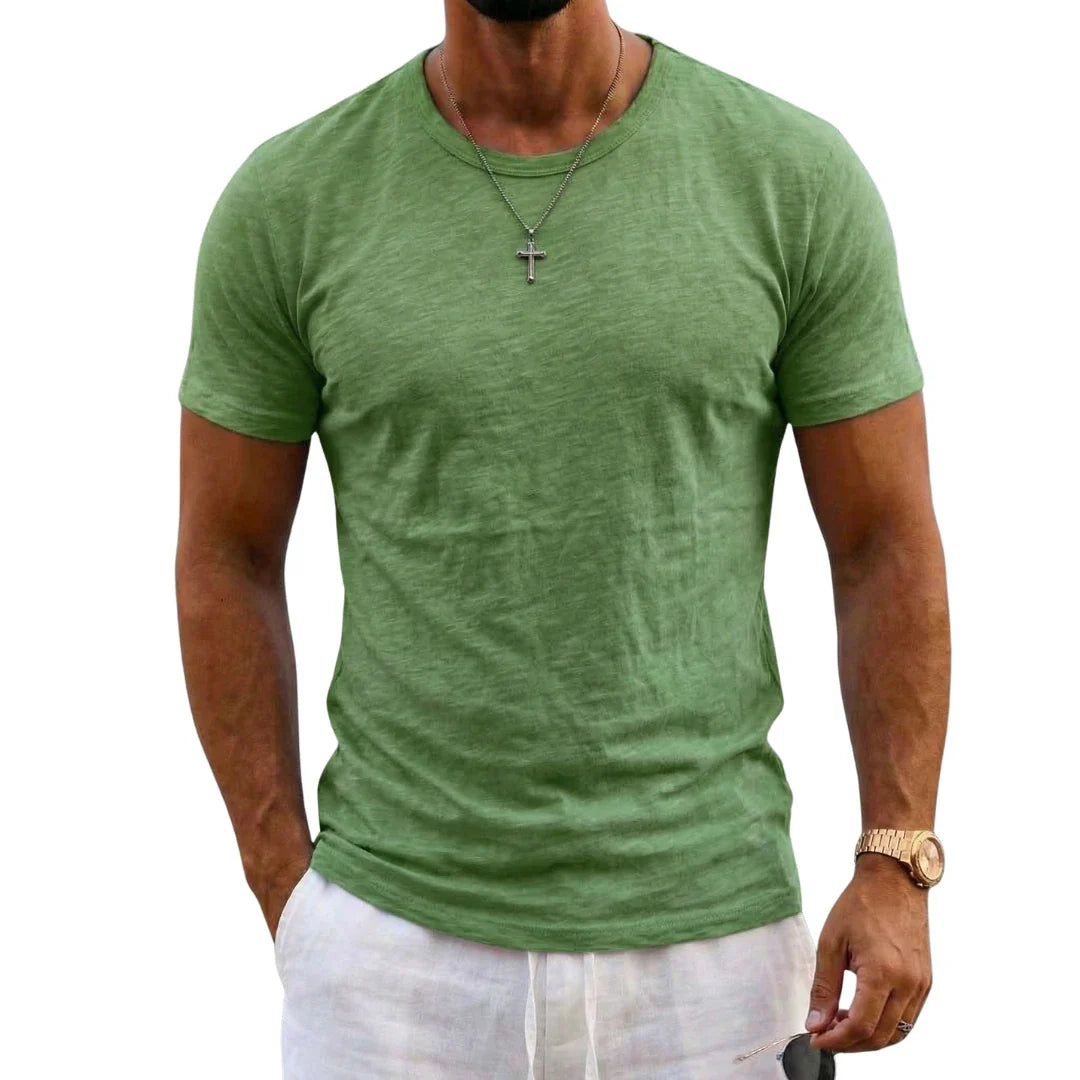 TEXTURED COTTON T-SHIRT FOR MEN