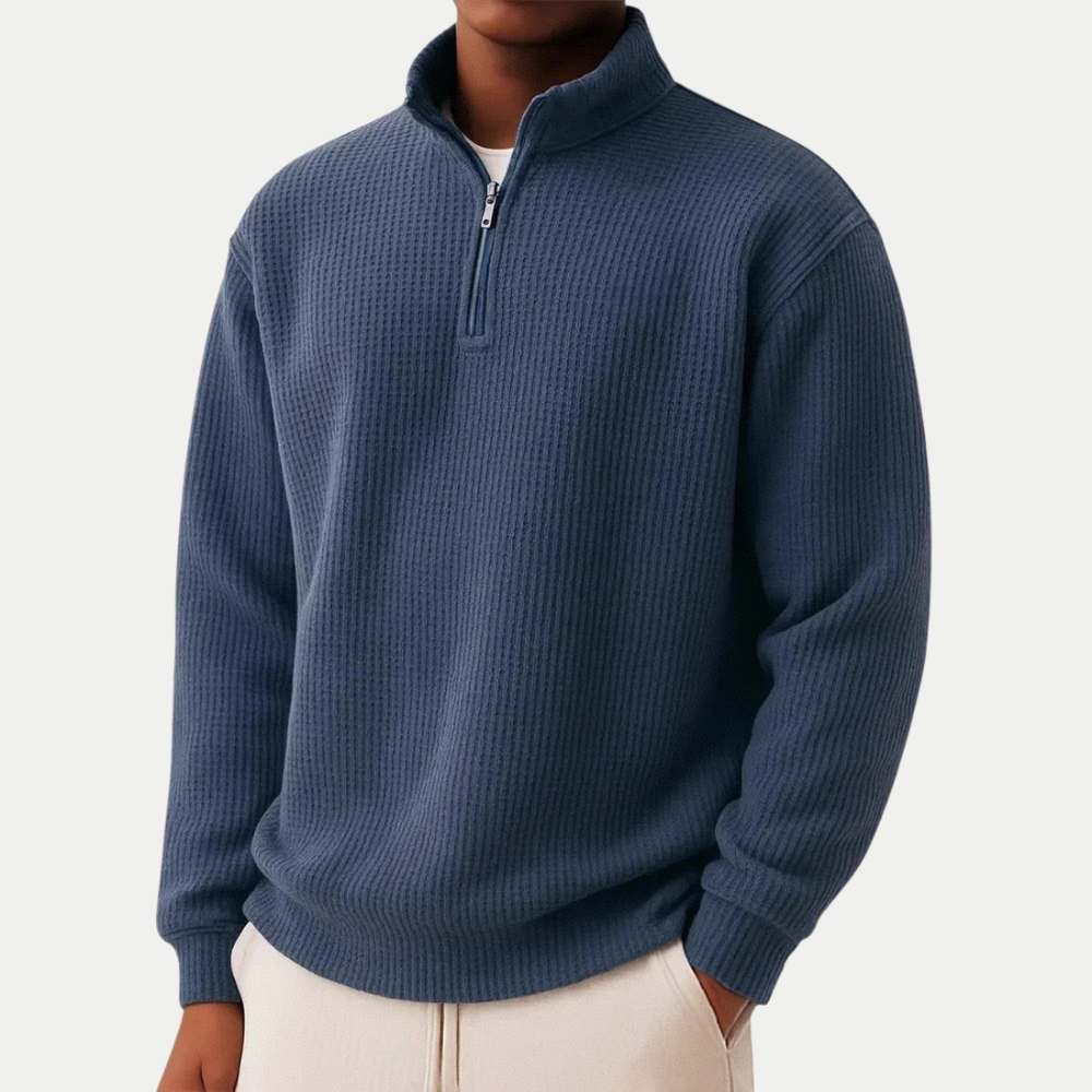 WENTWORTH LONDON |  ZIP-COLLAR KNIT PULLOVER FOR MEN