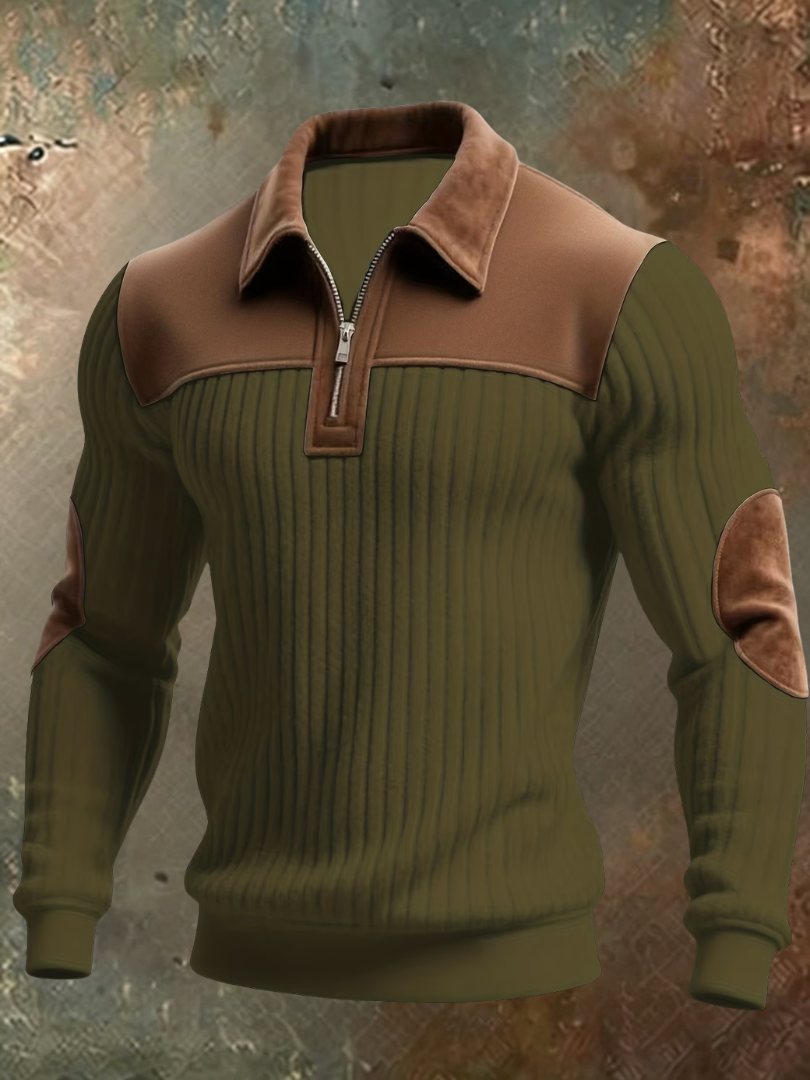 RIBBED HALF-ZIP POLO FOR MEN