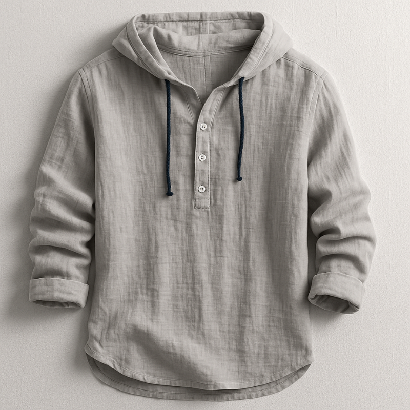 LINEN HOODED SHIRT FOR MEN