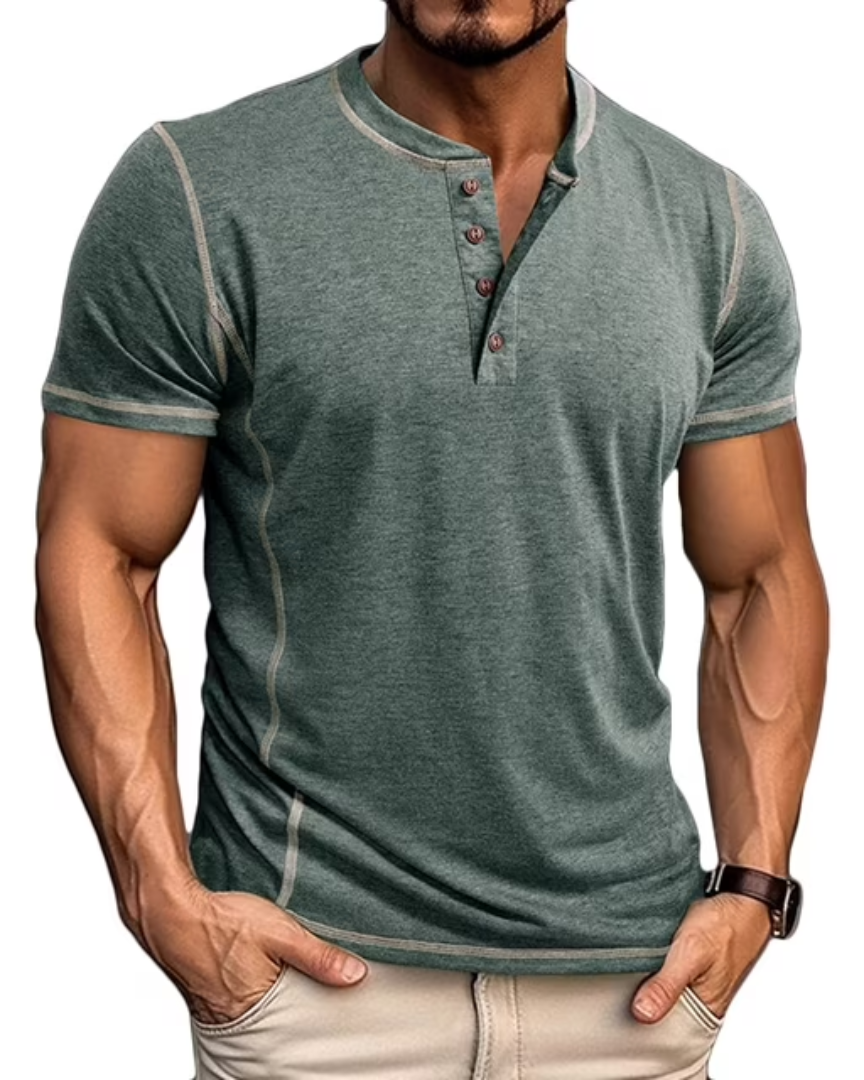 BUTTON HENLEY T-SHIRT FOR MEN