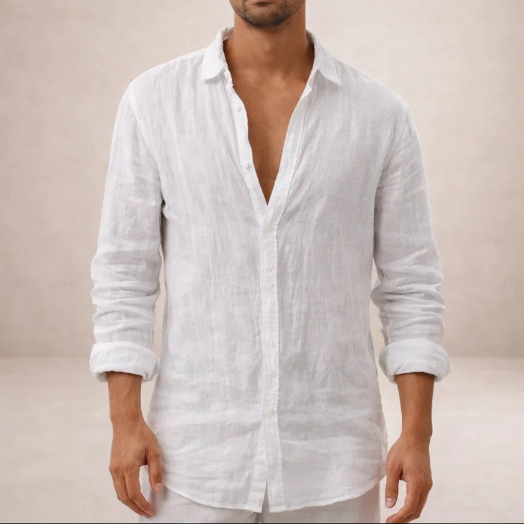 OPEN COLLAR COTTON SHIRT FOR MEN