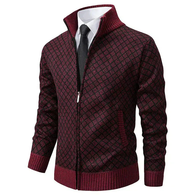 DIAMOND KNIT ZIP SWEATER FOR MEN