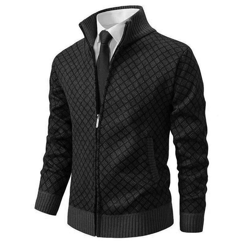 WAFFLE ZIP CARDIGAN FOR MEN