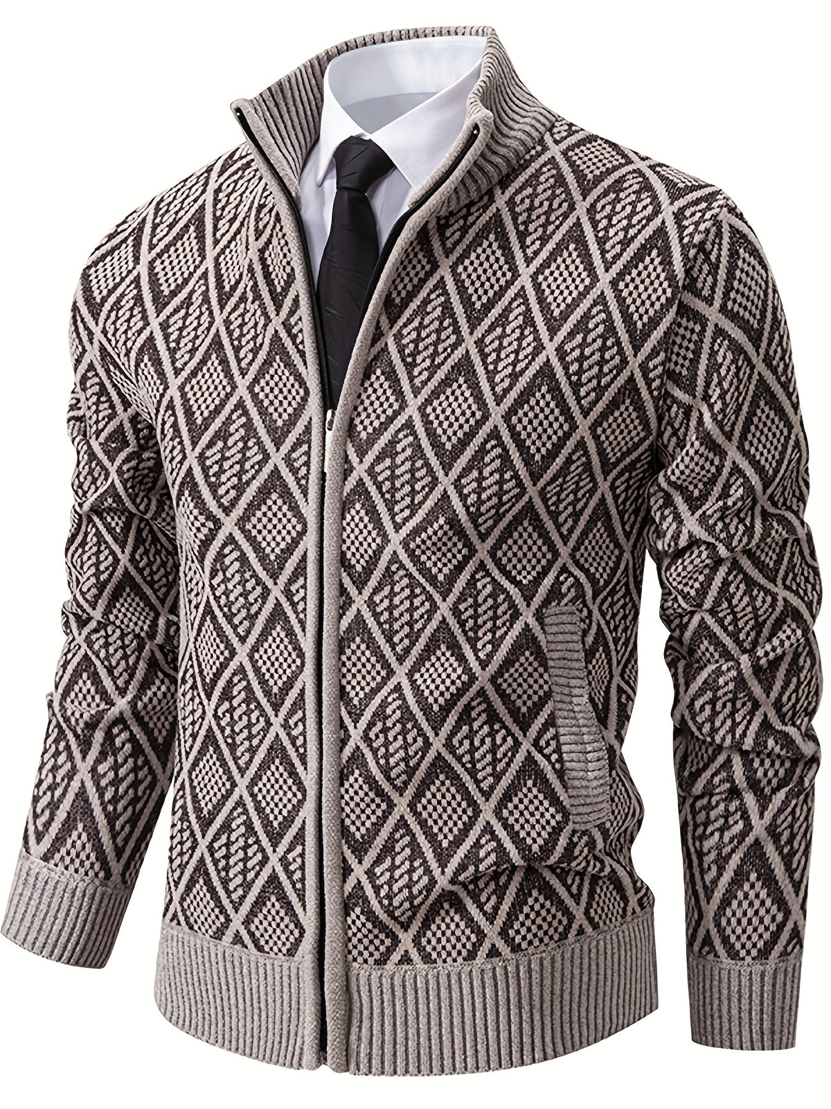 GEOMETRIC KNIT CARDIGAN FOR MEN