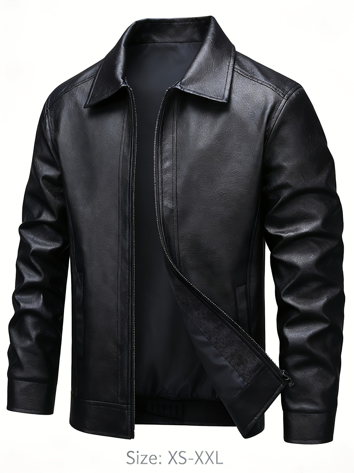 PU ZIP BOMBER JACKET FOR MEN