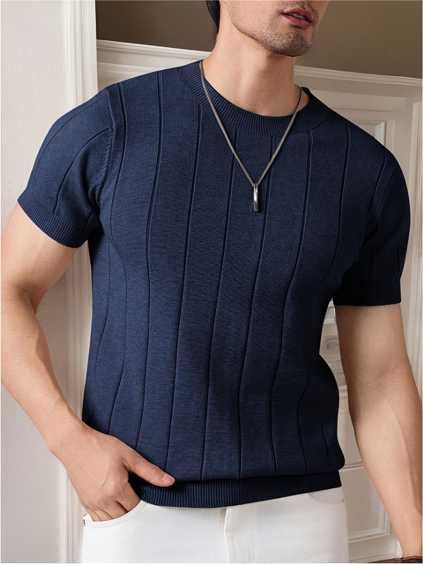 STRIPED KNIT T-SHIRT FOR MEN