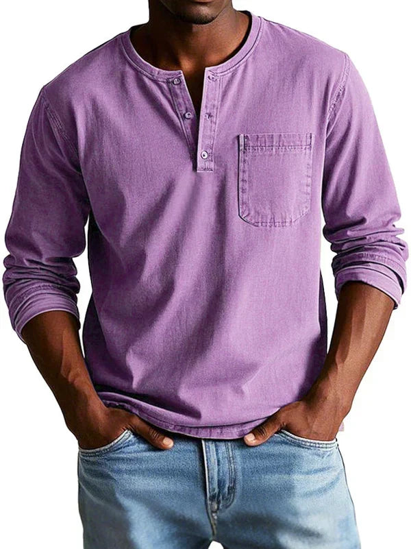LONG SLEEVE HENLEY SHIRT FOR MEN