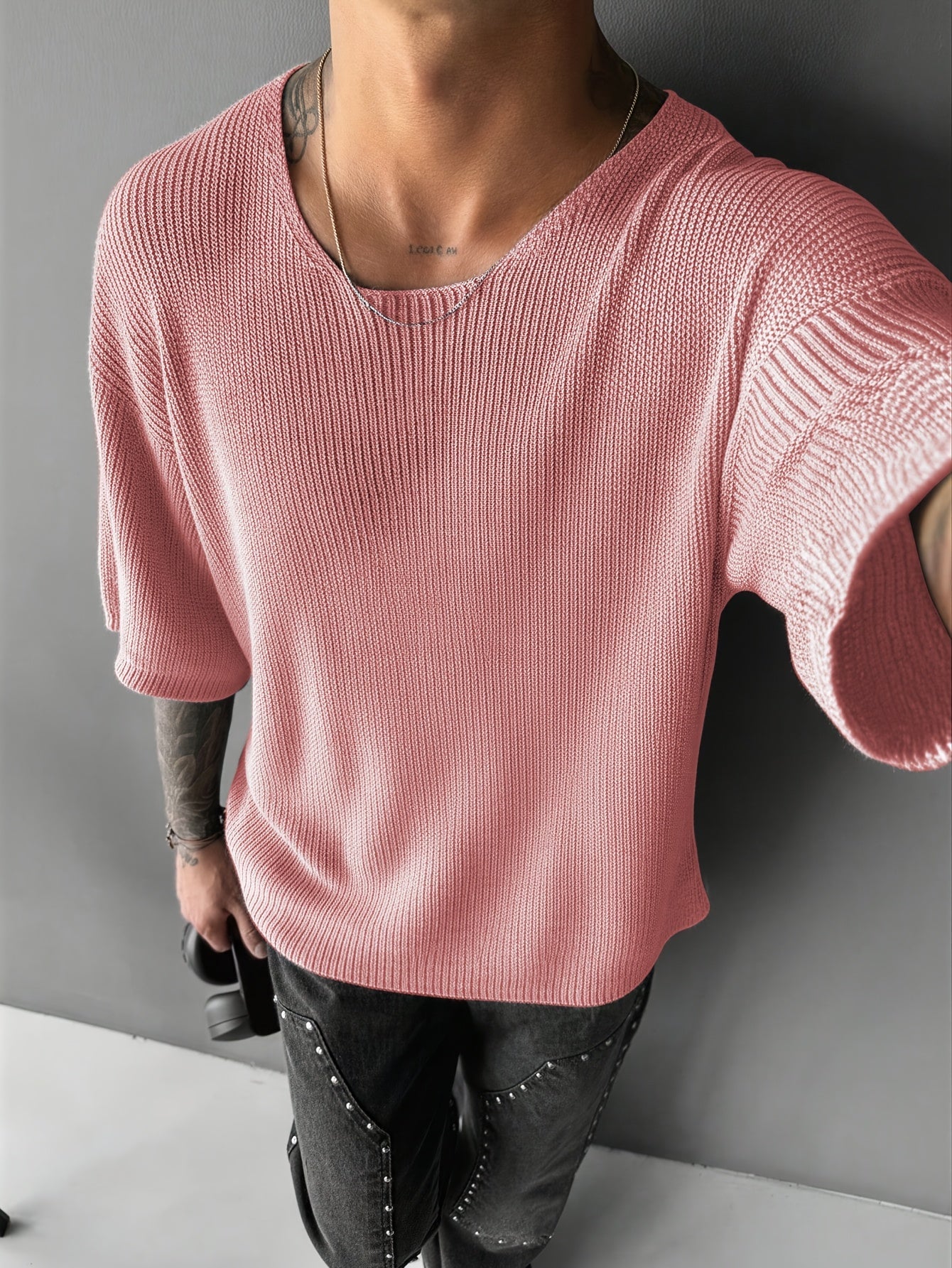 TEXTURED KNIT PULLOVER FOR MEN