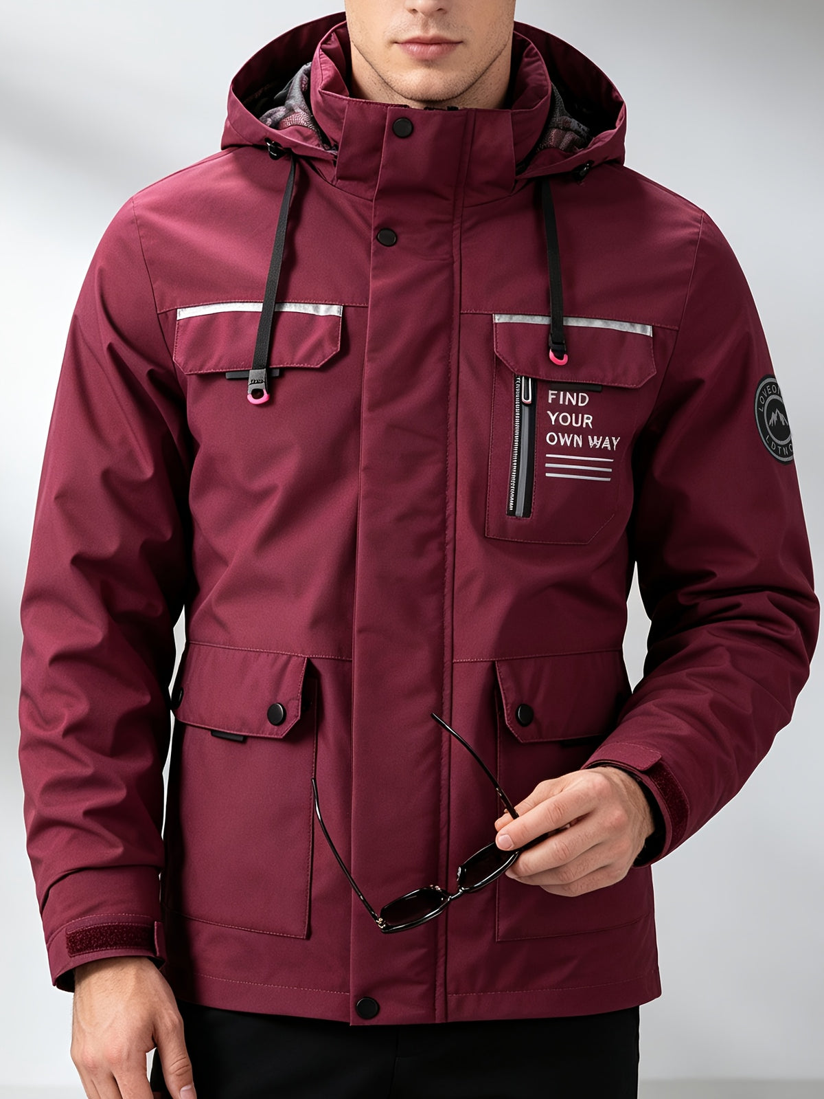 HOODED ALPHABET ZIP JACKET FOR MEN