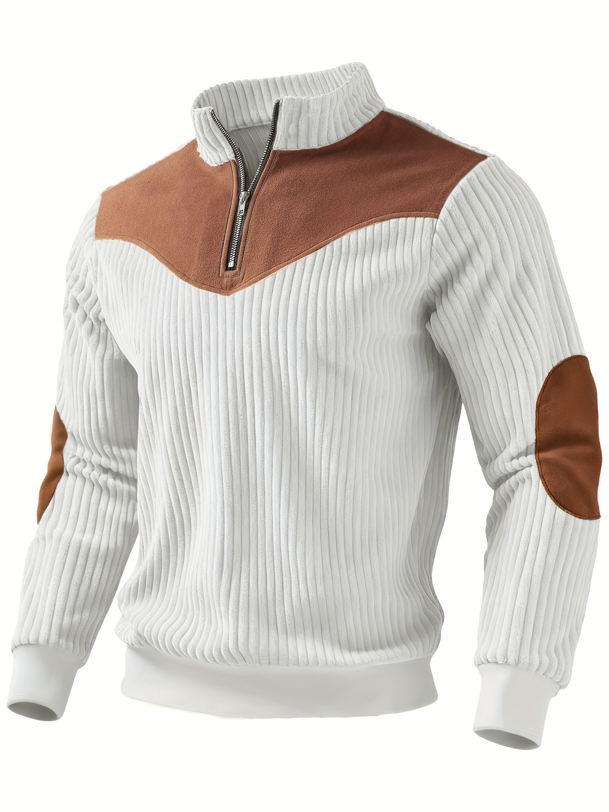 RIBBED HALF ZIP SWEATSHIRT FOR MEN