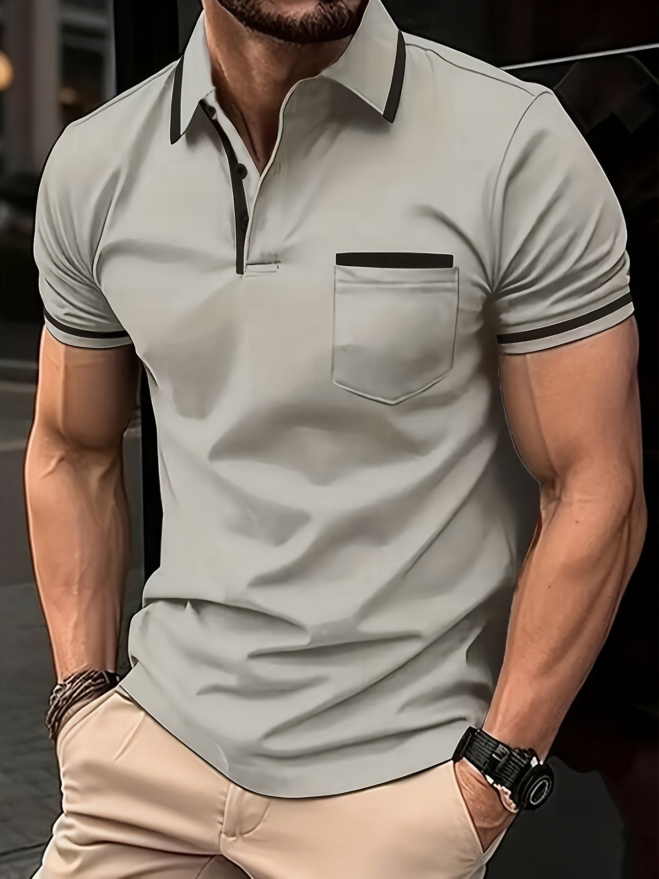STRIPED KNIT POLO FOR MEN