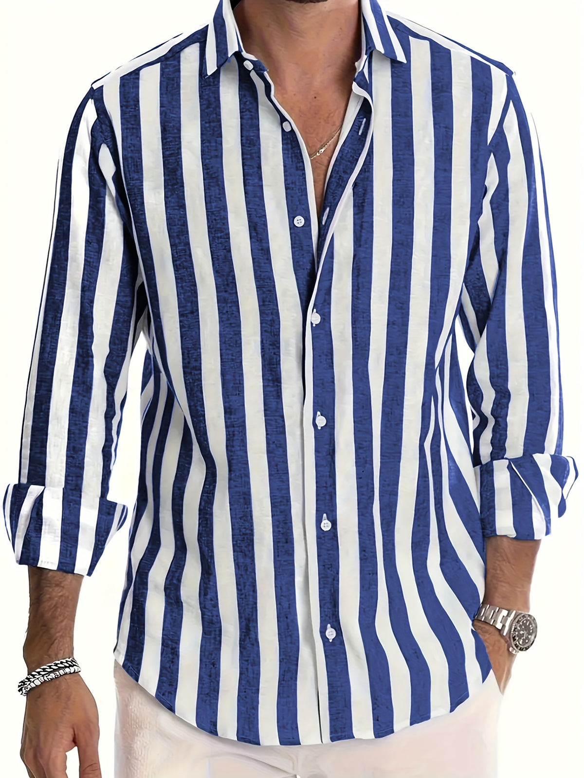 STRIPED COLLARED SHIRT FOR MEN