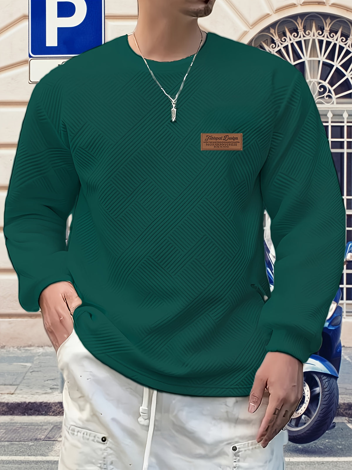 JACQUARD CREW NECK SWEATSHIRT FOR MEN