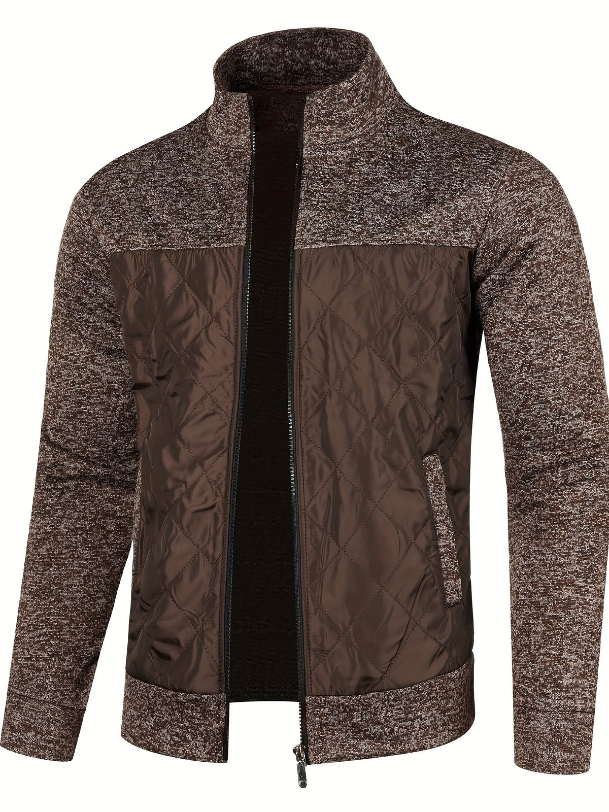 STAND COLLAR ZIP KNIT JACKET FOR MEN
