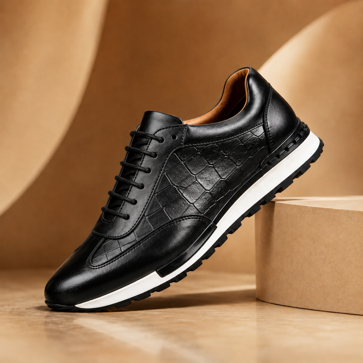 TEXTURED COWHIDE SNEAKERS FOR MEN