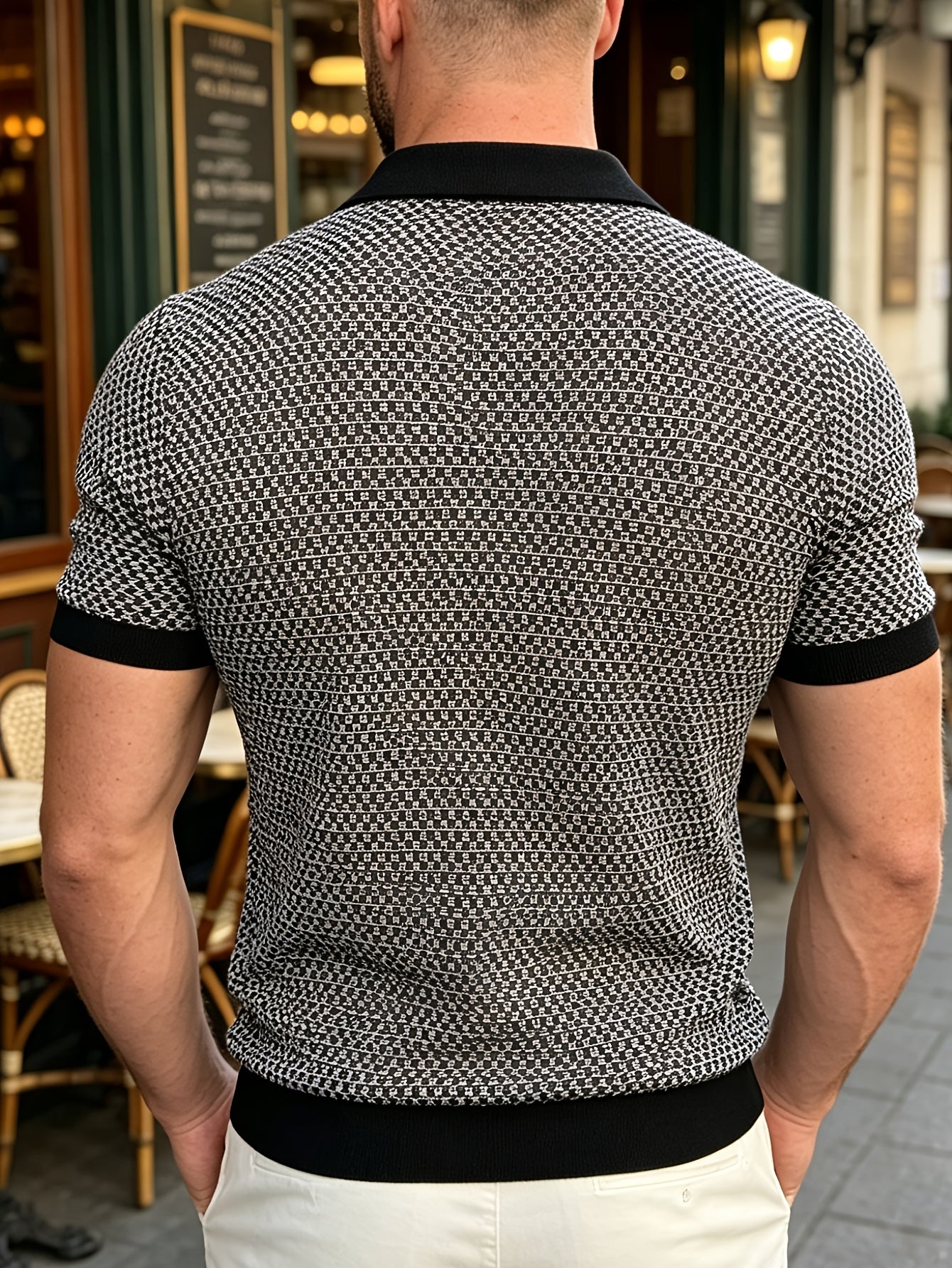 PLAID KNIT POLO SHIRT FOR MEN