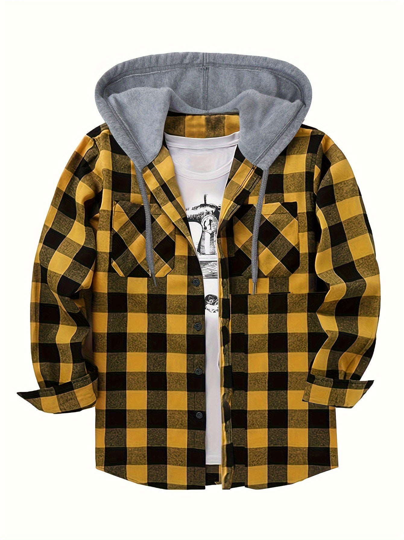 PLAID HOODED SHIRT FOR MEN
