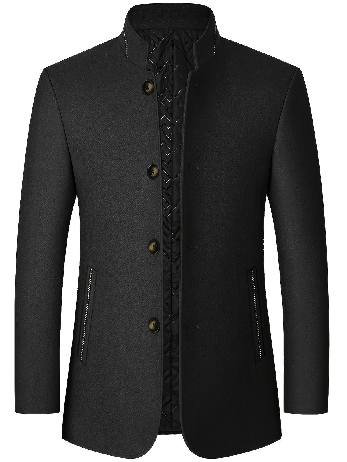 STAND COLLAR TWEED JACKET FOR MEN