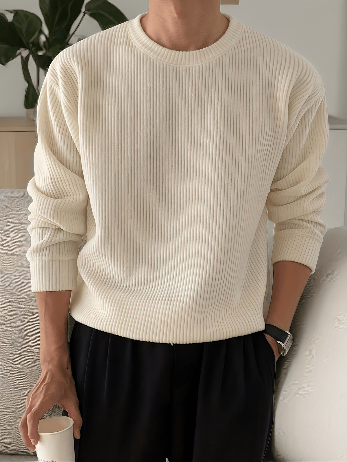 TEXTURED KNIT SWEATER FOR MEN