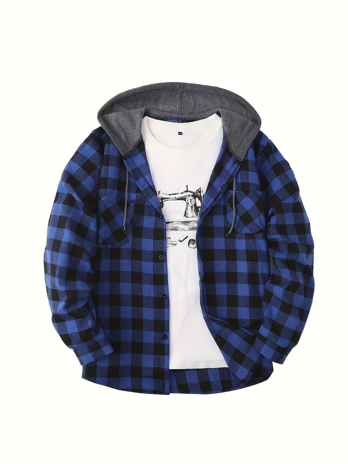 PLAID HOODED SWEATSHIRT FOR MEN