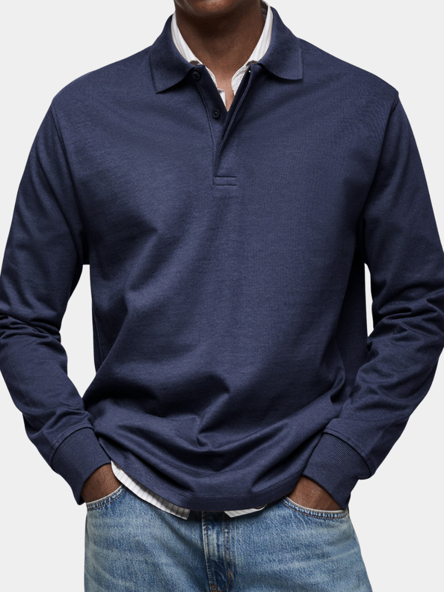 SMART COLLAR LONG SLEEVE POLO SHIRT FOR MEN
