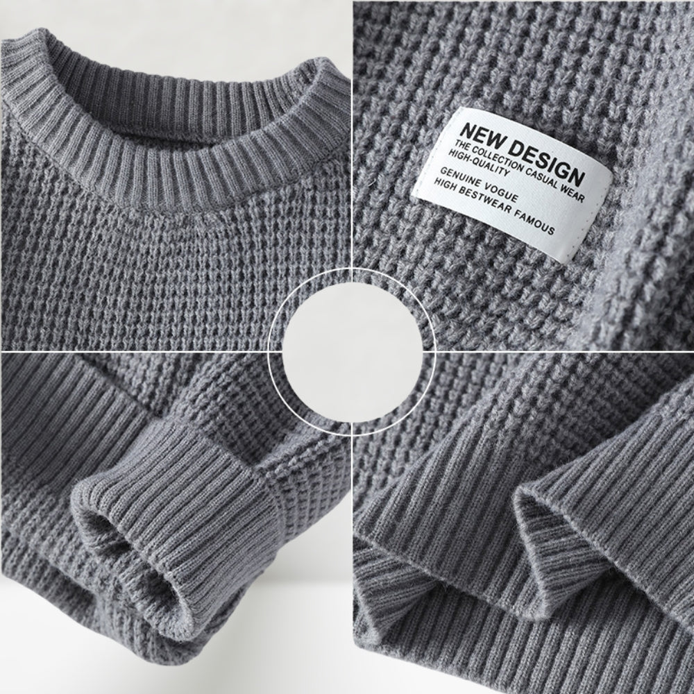 HONEYCOMB KNIT CREWNECK SWEATER FOR MEN
