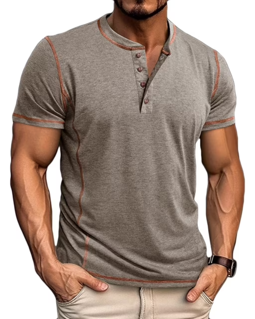 BUTTON HENLEY T-SHIRT FOR MEN