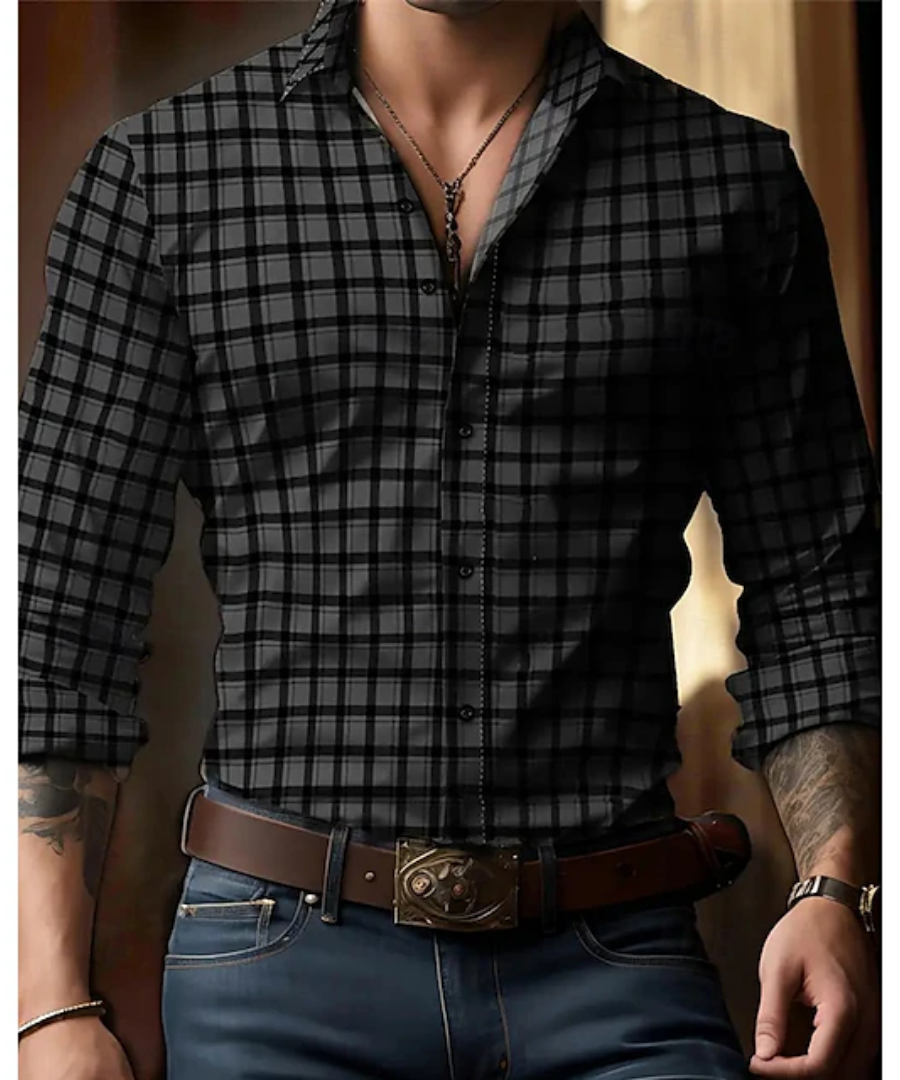 PLAID LONG SLEEVE SHIRT FOR MEN