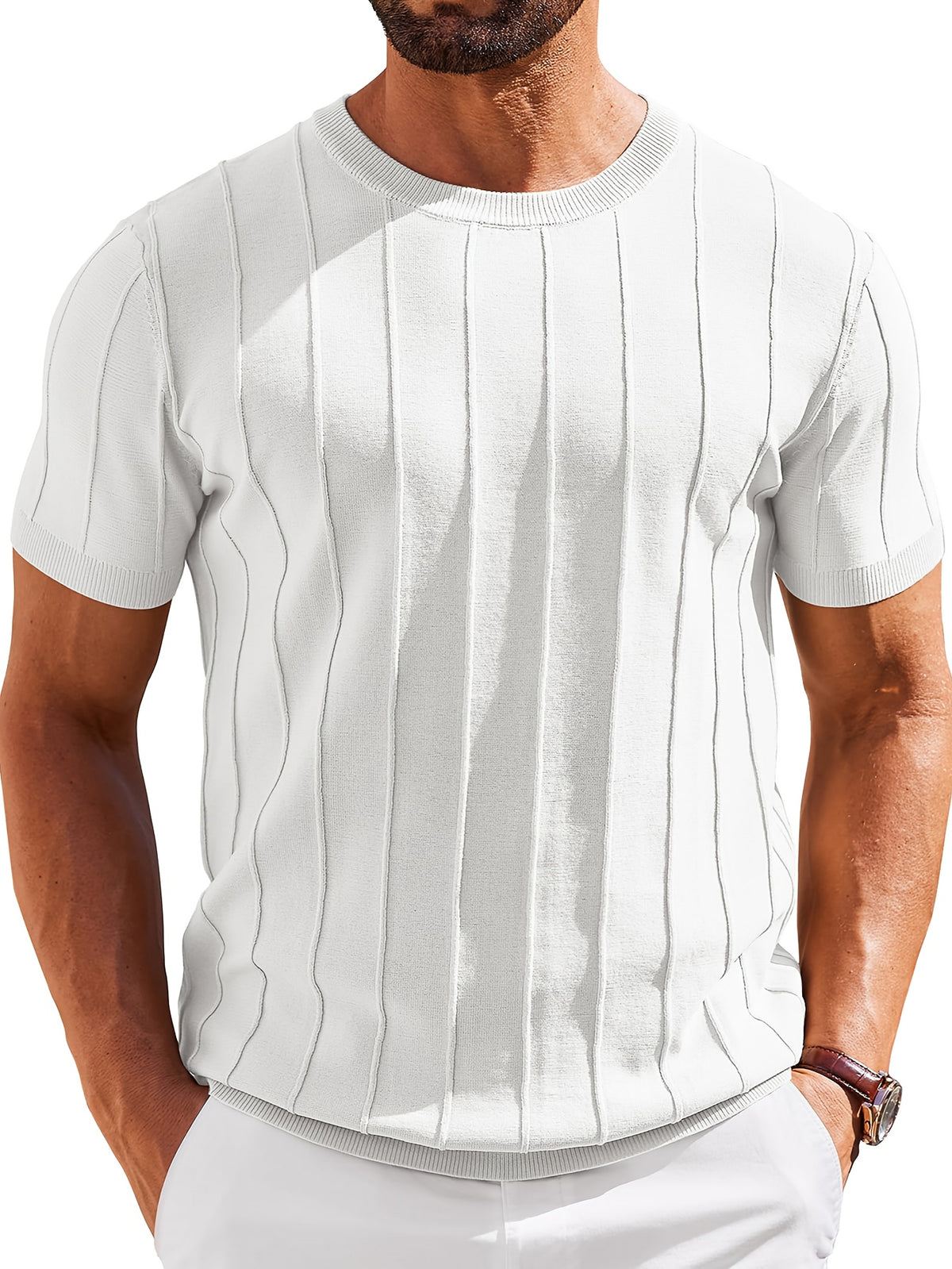 RIB-KNIT T-SHIRT FOR MEN
