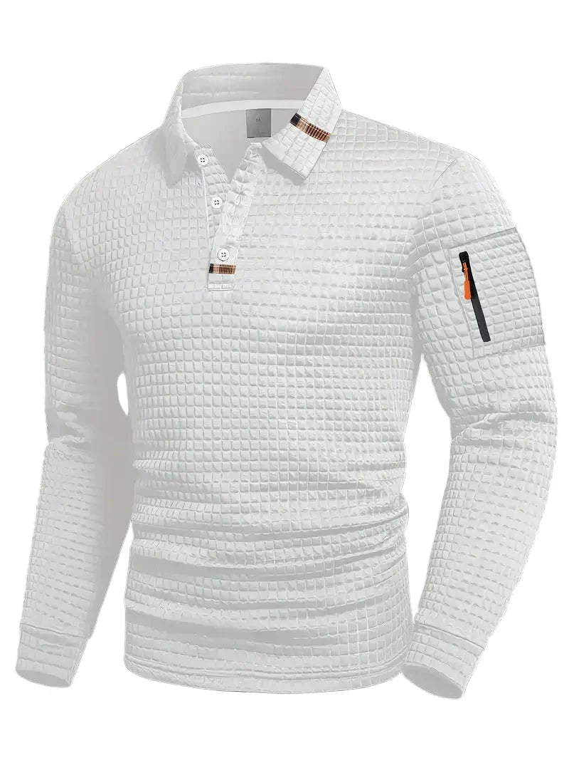 WAFFLE KNIT POLO FOR MEN