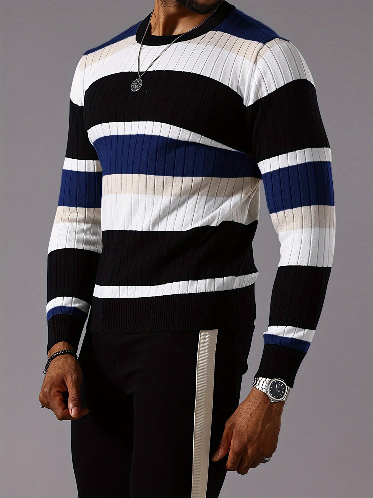COLORBLOCK RIB-KNIT SWEATER FOR MEN
