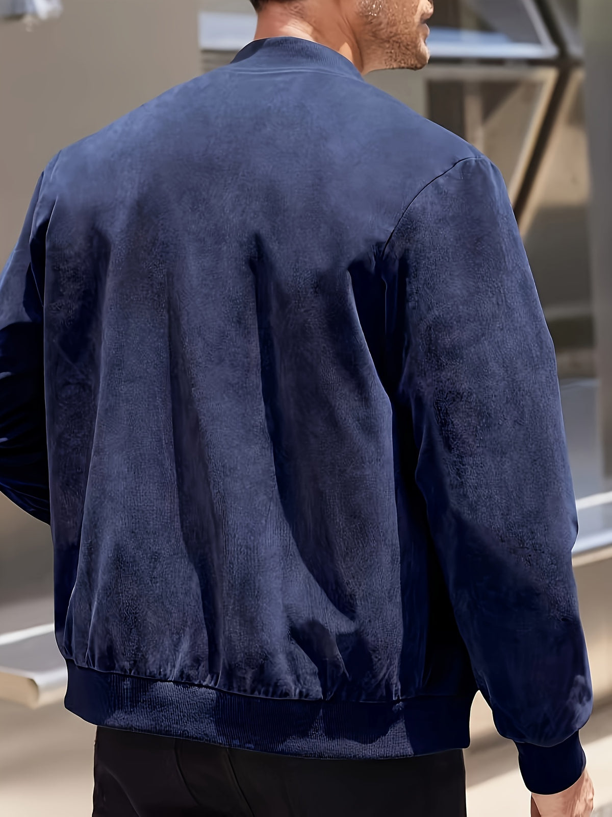 SOLID ZIP BOMBER JACKET FOR MEN