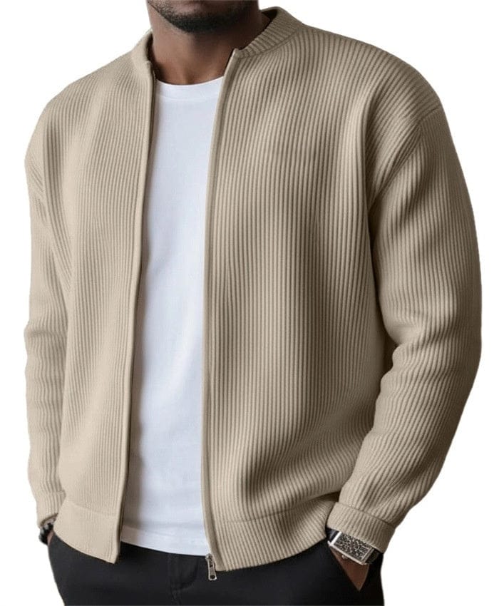 RIBBED ZIP CARDIGAN JACKET FOR MEN