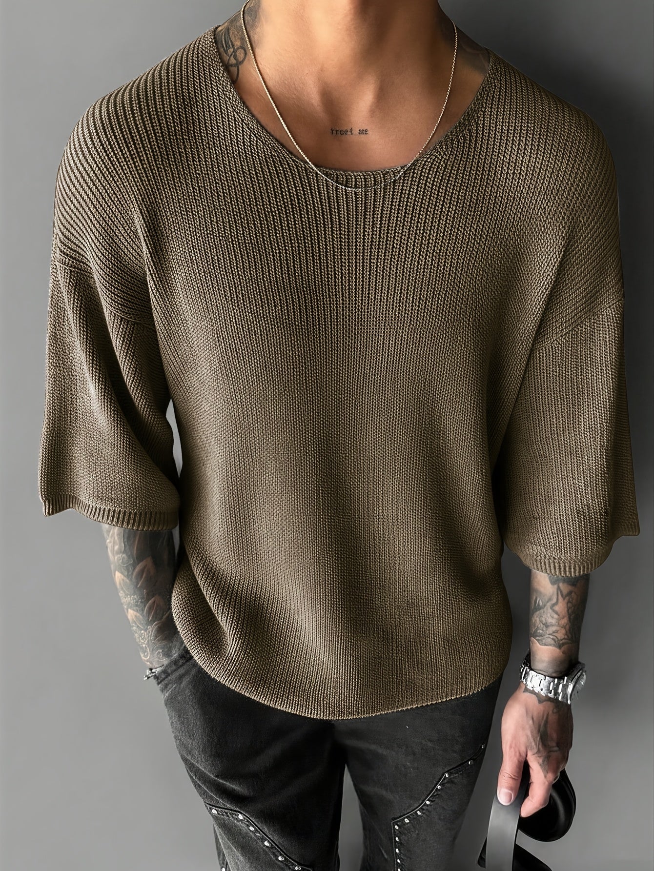 TEXTURED KNIT PULLOVER FOR MEN