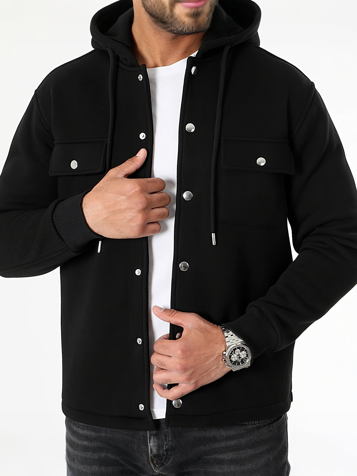 SOLID KNIT HOODIE FOR MEN