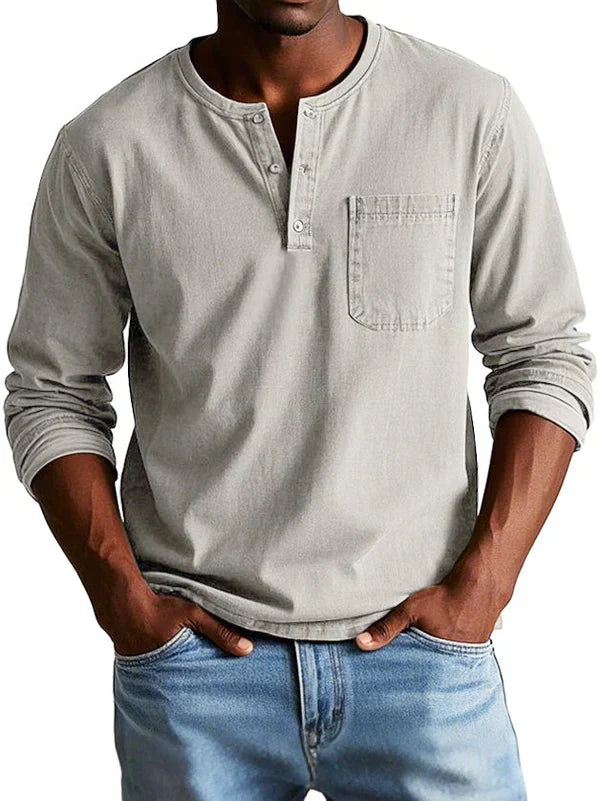LONG SLEEVE HENLEY SHIRT FOR MEN
