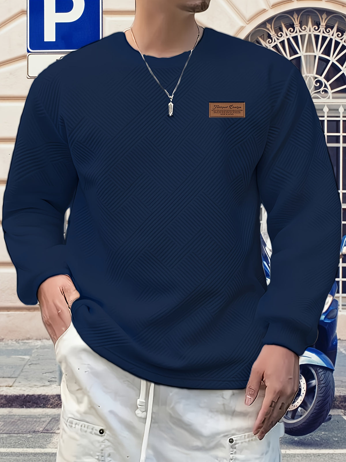 JACQUARD CREW NECK SWEATSHIRT FOR MEN
