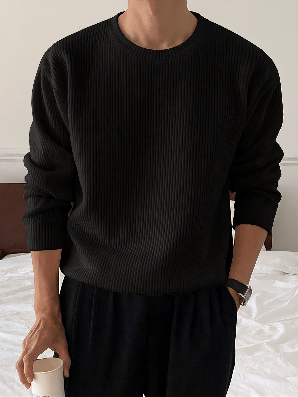TEXTURED KNIT SWEATER FOR MEN