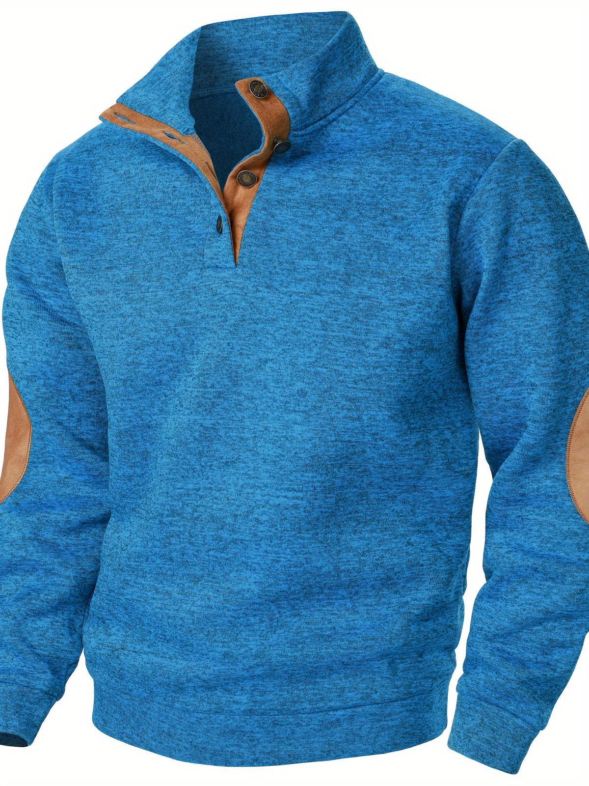 STAND COLLAR BUTTON KNIT SWEATSHIRT FOR MEN