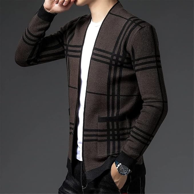 WENTWORTH LONDON | CHECKERED KNIT CARDIGAN FOR MEN